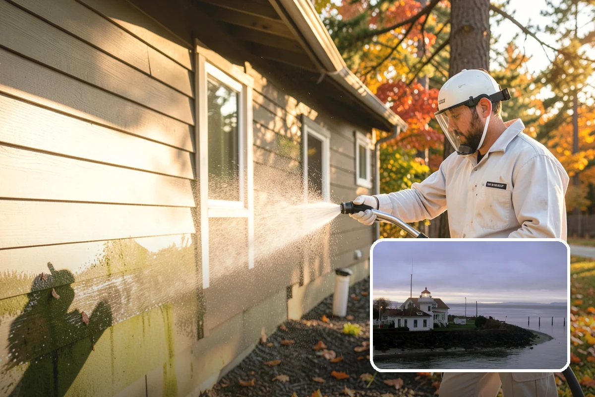 Gutter Guard Cleaning in Mukilteo, Snohomish County, WA - Clears matted needles and moss off the guard surface