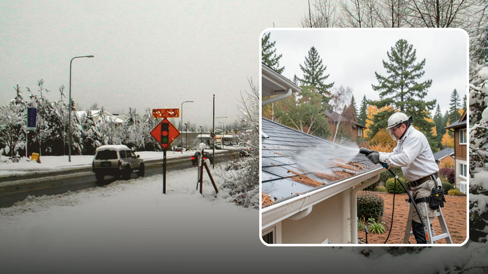 Gutter Guard Cleaning in Newcastle, King County, WA - Cleaning of gutter guards and the debris that mats on top of them in needle-heavy Northwest yards.