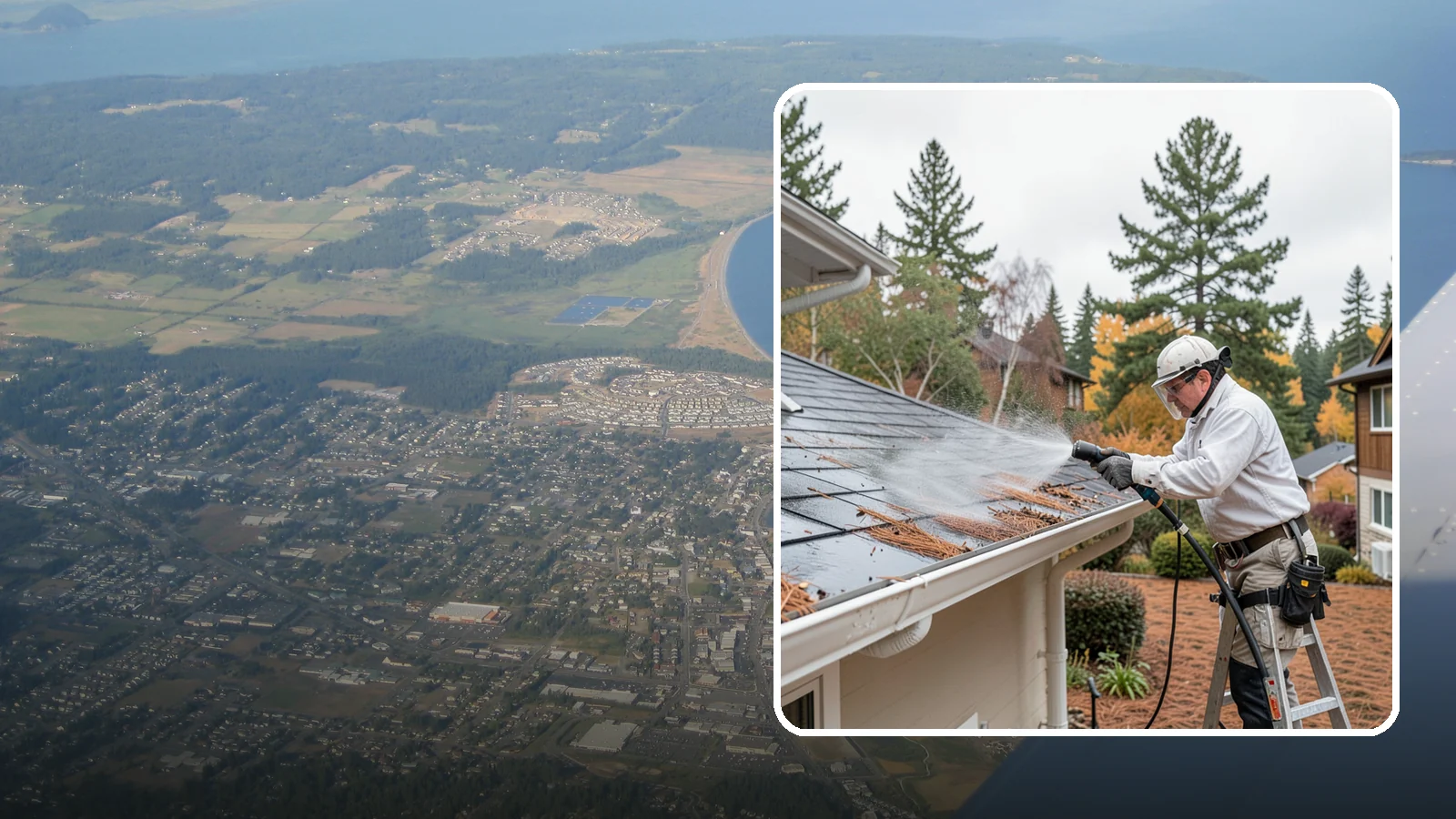 Gutter Guard Cleaning in Oak Harbor, Island County, WA - Cleaning of gutter guards and the debris that mats on top of them in needle-heavy Northwest yards.