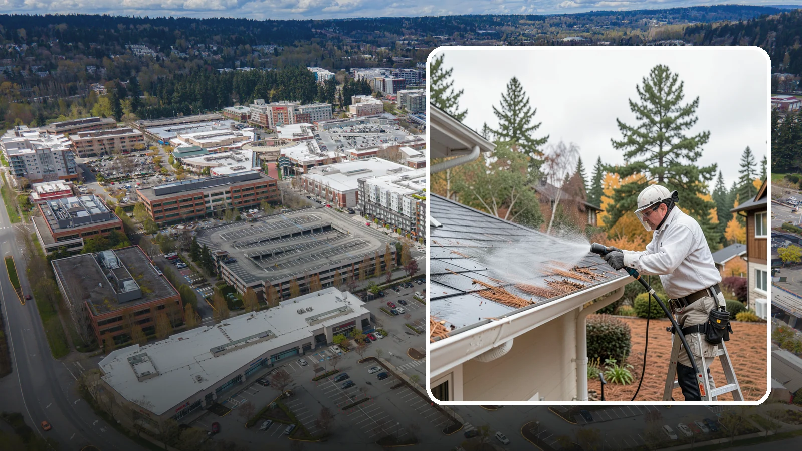 Gutter Guard Cleaning in Redmond, King County, WA - Cleaning of gutter guards and the debris that mats on top of them in needle-heavy Northwest yards.