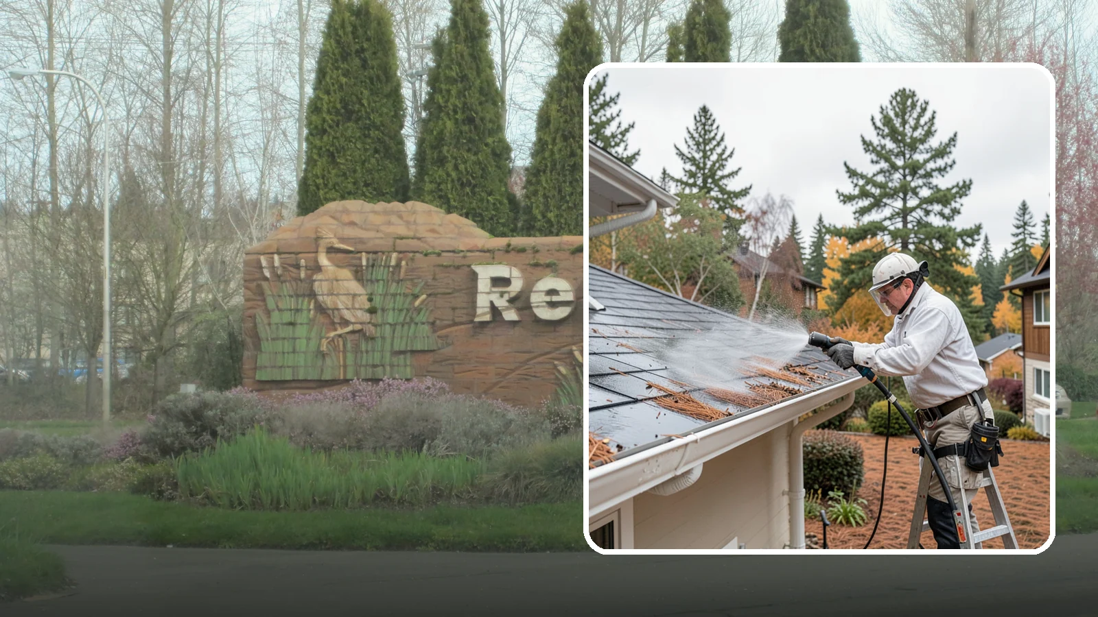 Gutter Guard Cleaning in Renton, King County, WA - Cleaning of gutter guards and the debris that mats on top of them in needle-heavy Northwest yards.