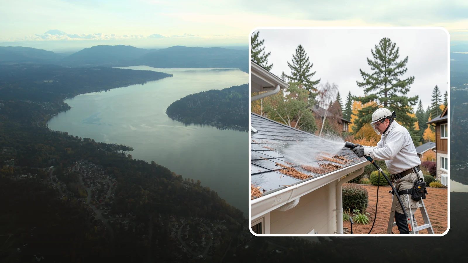 Gutter Guard Cleaning in Sammamish, King County, WA - Cleaning of gutter guards and the debris that mats on top of them in needle-heavy Northwest yards.