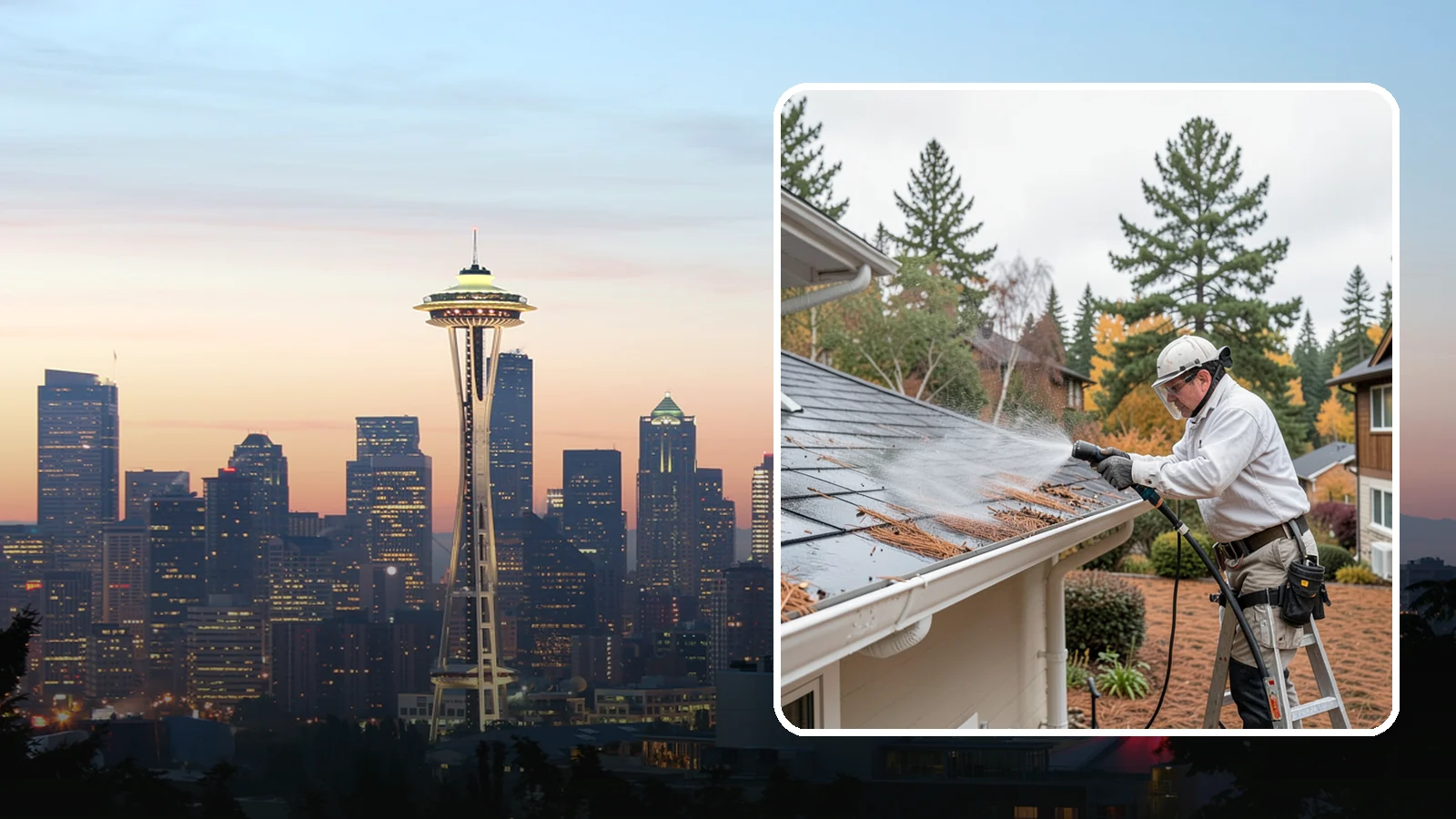 Gutter Guard Cleaning in Seattle, King County, WA - Cleaning of gutter guards and the debris that mats on top of them in needle-heavy Northwest yards.