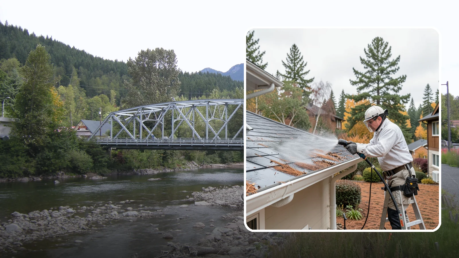 Gutter Guard Cleaning in Skykomish, King County, WA - Cleaning of gutter guards and the debris that mats on top of them in needle-heavy Northwest yards.
