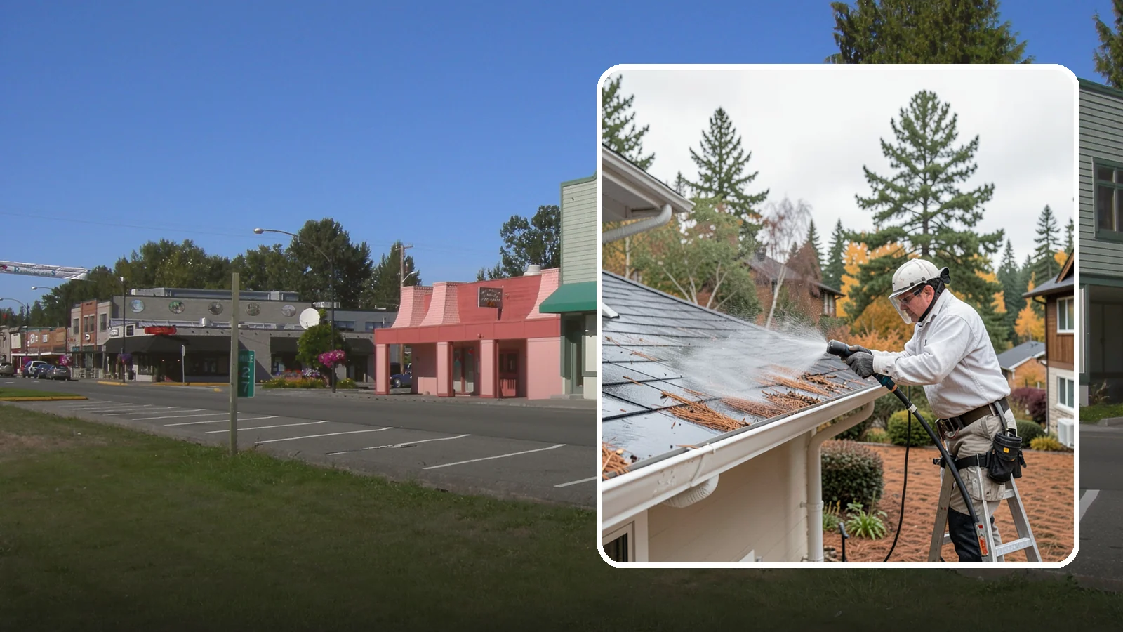 Gutter Guard Cleaning in Snoqualmie, King County, WA - Cleaning of gutter guards and the debris that mats on top of them in needle-heavy Northwest yards.