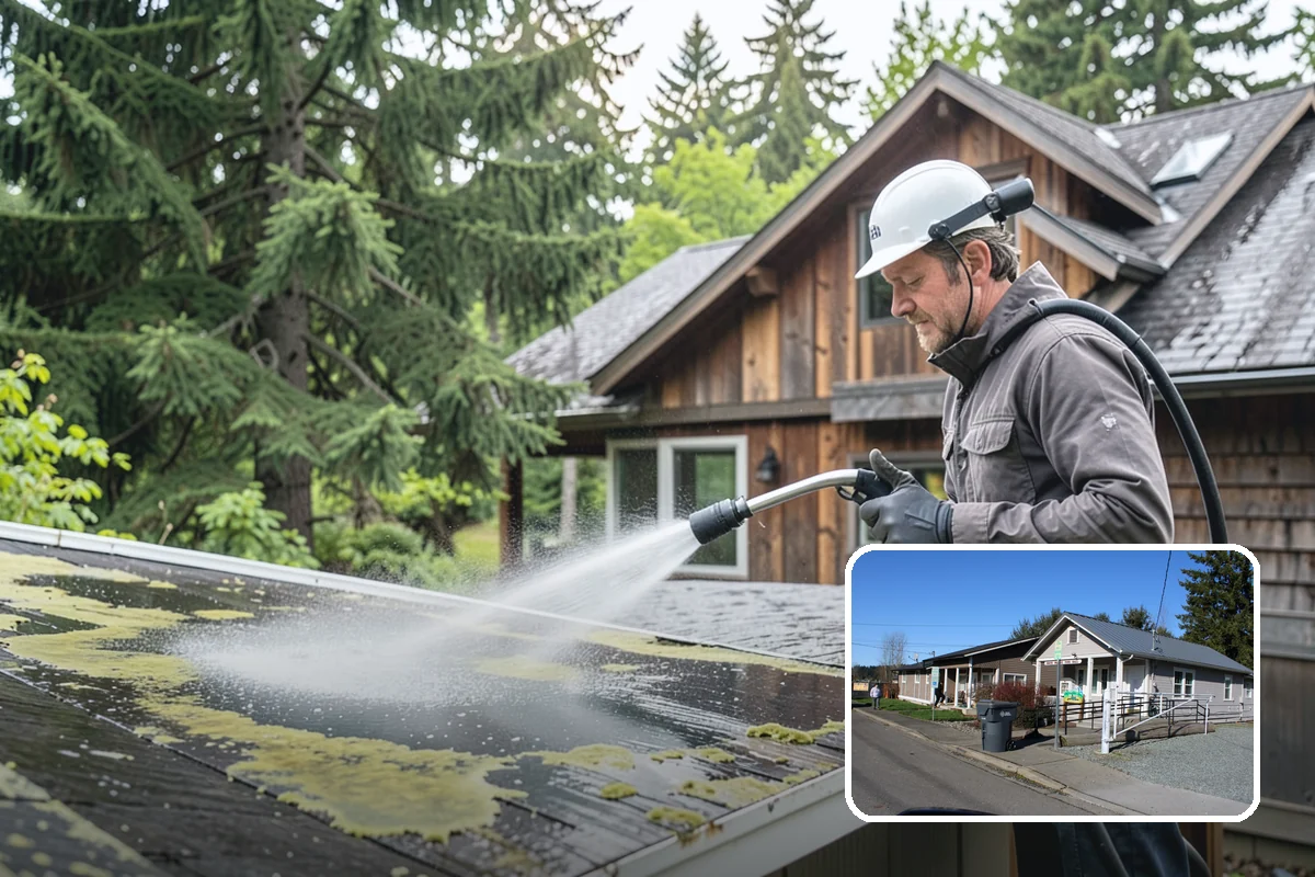 Gutter Guard Cleaning in South Prairie, Pierce County, WA - Clears matted needles and moss off the guard surface