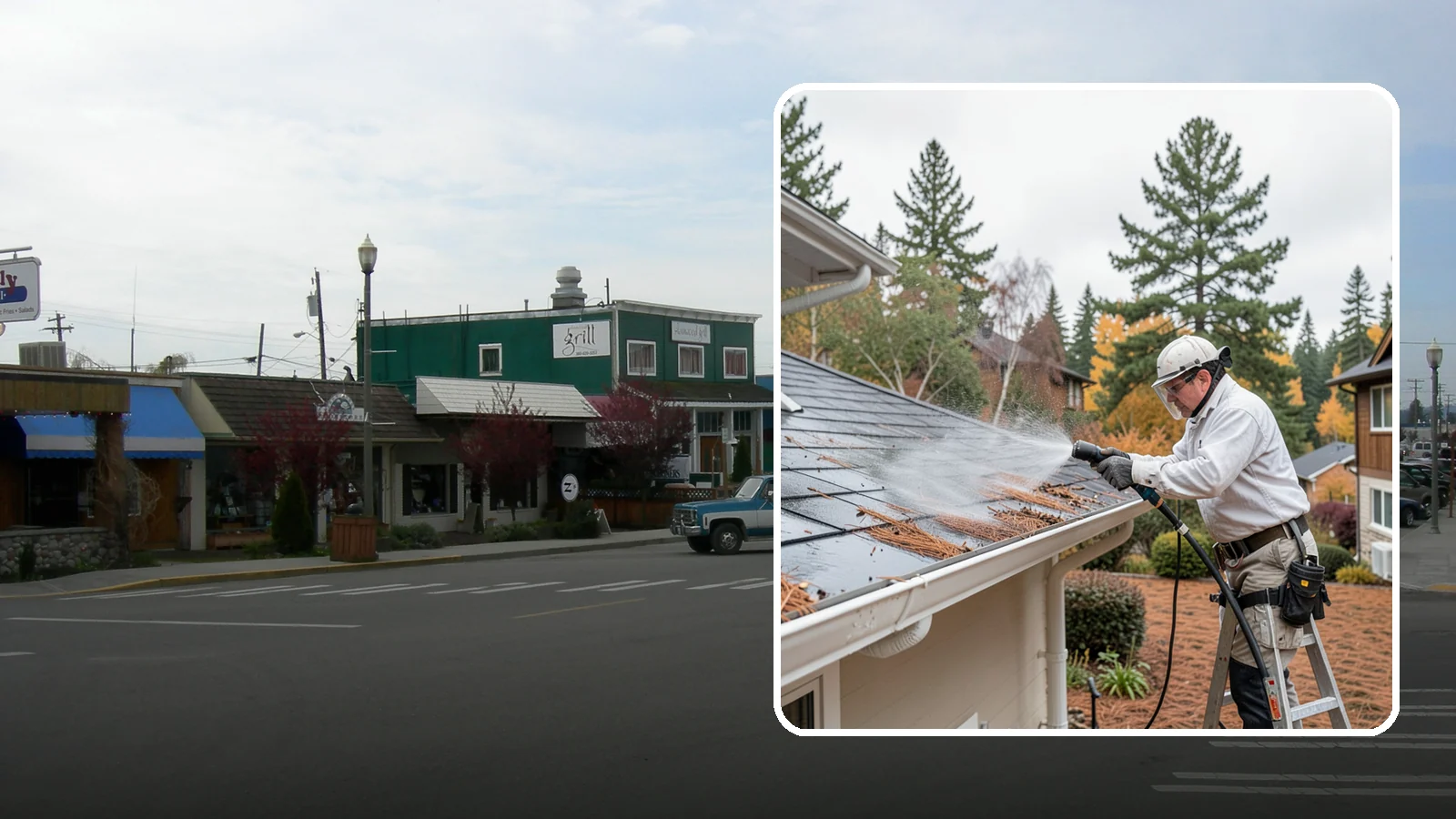 Gutter Guard Cleaning in Stanwood, Snohomish County, WA - Cleaning of gutter guards and the debris that mats on top of them in needle-heavy Northwest yards.