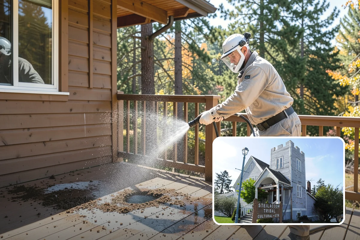 Gutter Guard Cleaning in Steilacoom, Pierce County, WA - Clears matted needles and moss off the guard surface