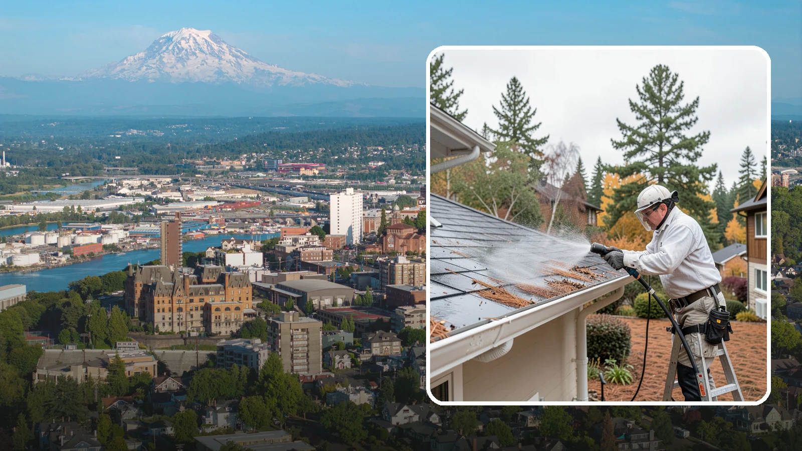 Gutter Guard Cleaning in Tacoma, Pierce County, WA - Cleaning of gutter guards and the debris that mats on top of them in needle-heavy Northwest yards.
