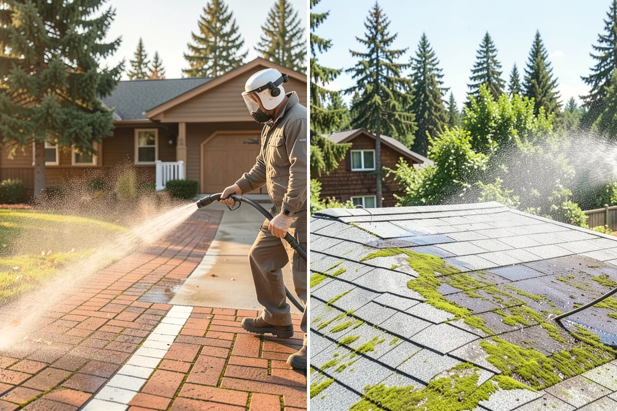 Gutter Guard Cleaning in University Place, Pierce County, WA - Remove the debris mat resting on the guards