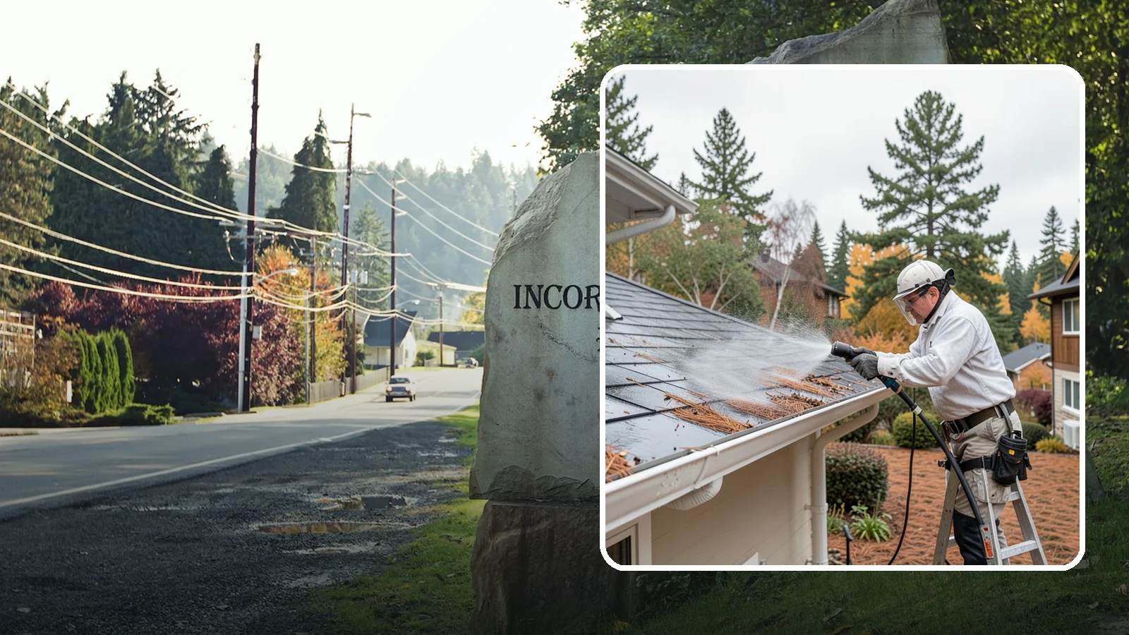 Gutter Guard Cleaning in Wilkeson, Pierce County, WA - Cleaning of gutter guards and the debris that mats on top of them in needle-heavy Northwest yards.