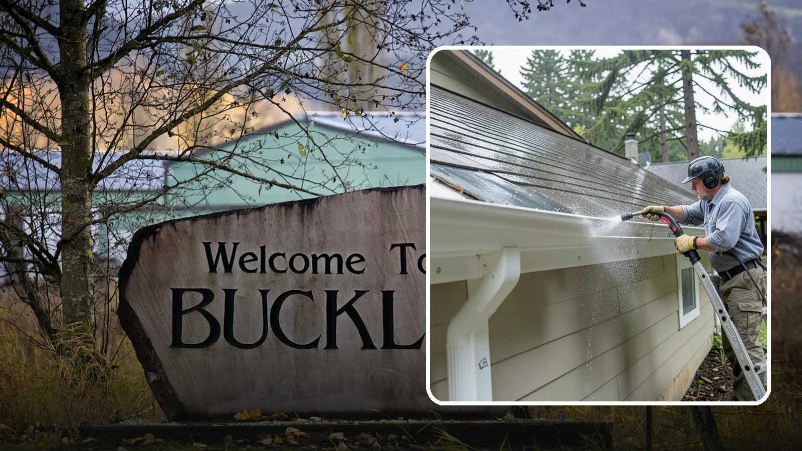 Gutter Maintenance in Buckley, Pierce County, WA - Scheduled gutter maintenance that keeps troughs, faces, and downspouts clear through the region's long wet season.