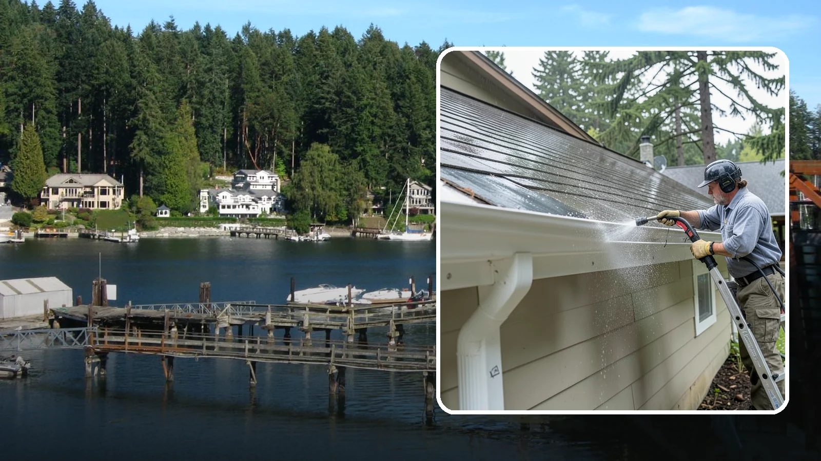 Gutter Maintenance in Gig Harbor, Pierce County, WA - Scheduled gutter maintenance that keeps troughs, faces, and downspouts clear through the region's long wet season.