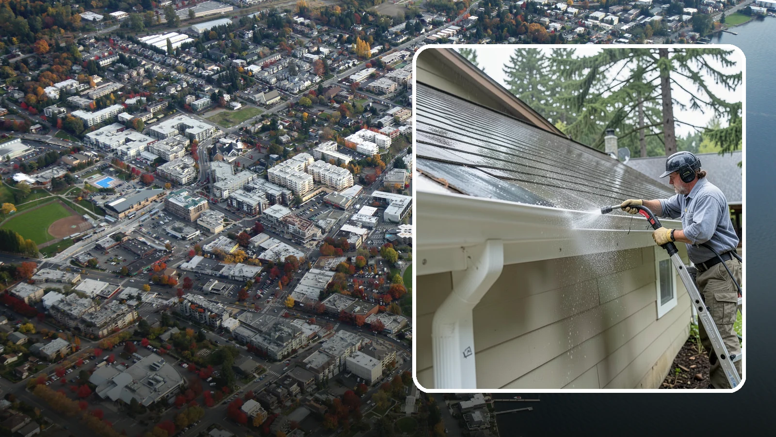 Gutter Maintenance in Kirkland, King County, WA - Scheduled gutter maintenance that keeps troughs, faces, and downspouts clear through the region's long wet season.