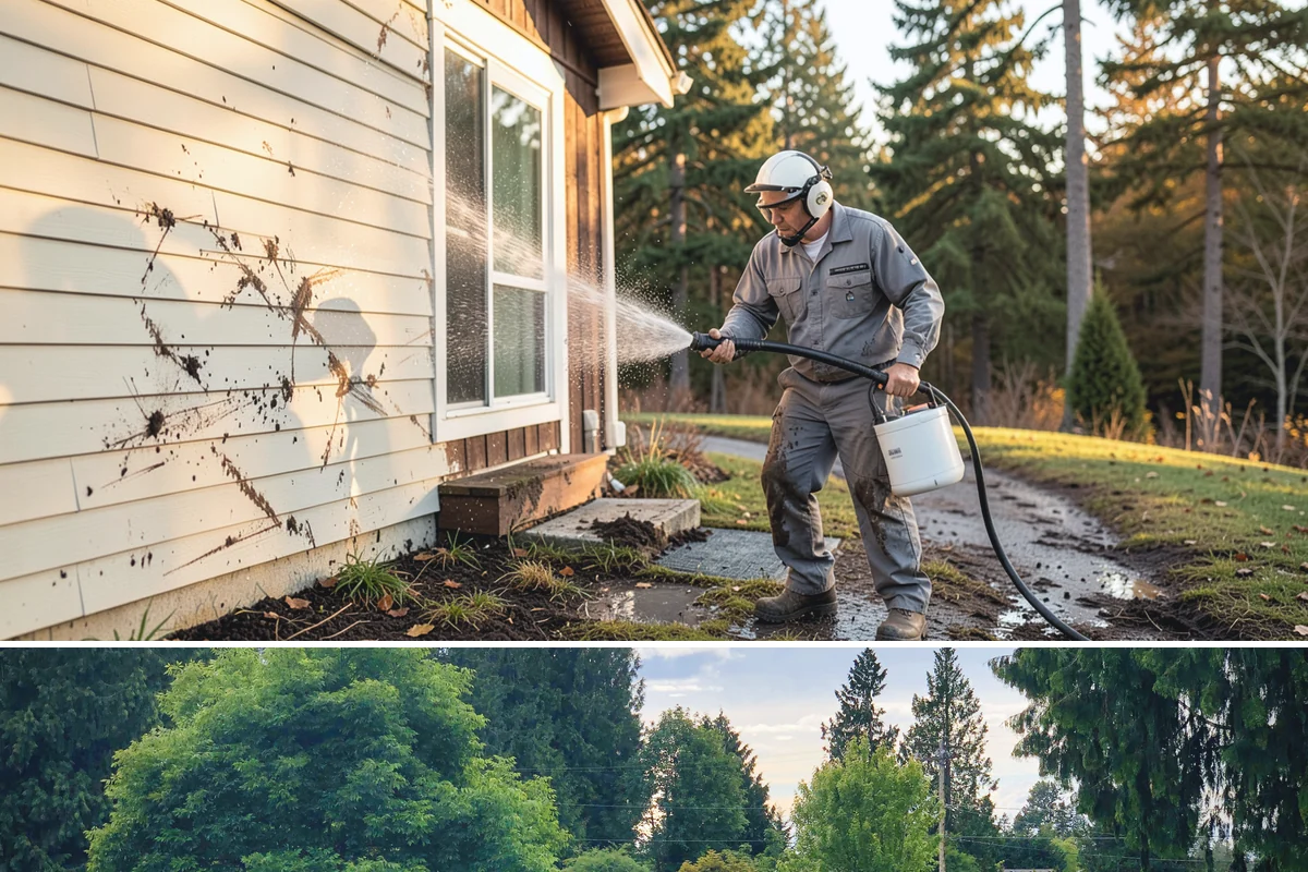 Gutter Overflow Cleanup in Bonney Lake, Pierce County, WA - Overflow cleanup is most needed during the wet fall and winter months when clogs and storms coincide.