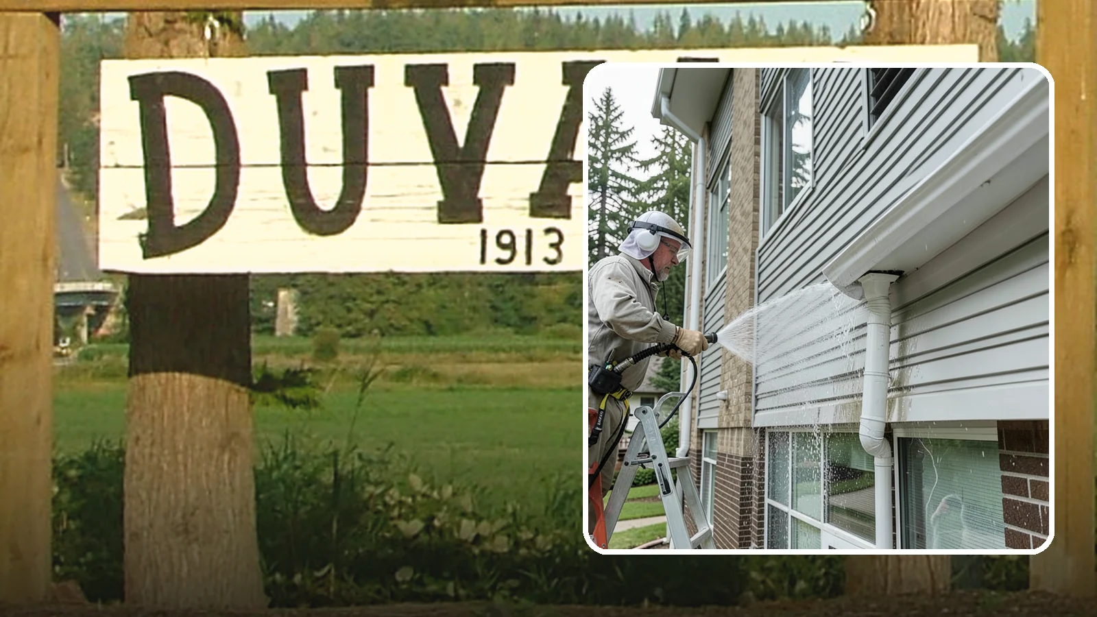 Gutter Overflow Cleanup in Duvall, King County, WA - Cleanup of the staining and debris left behind after gutters overflow during our heavy rain events.