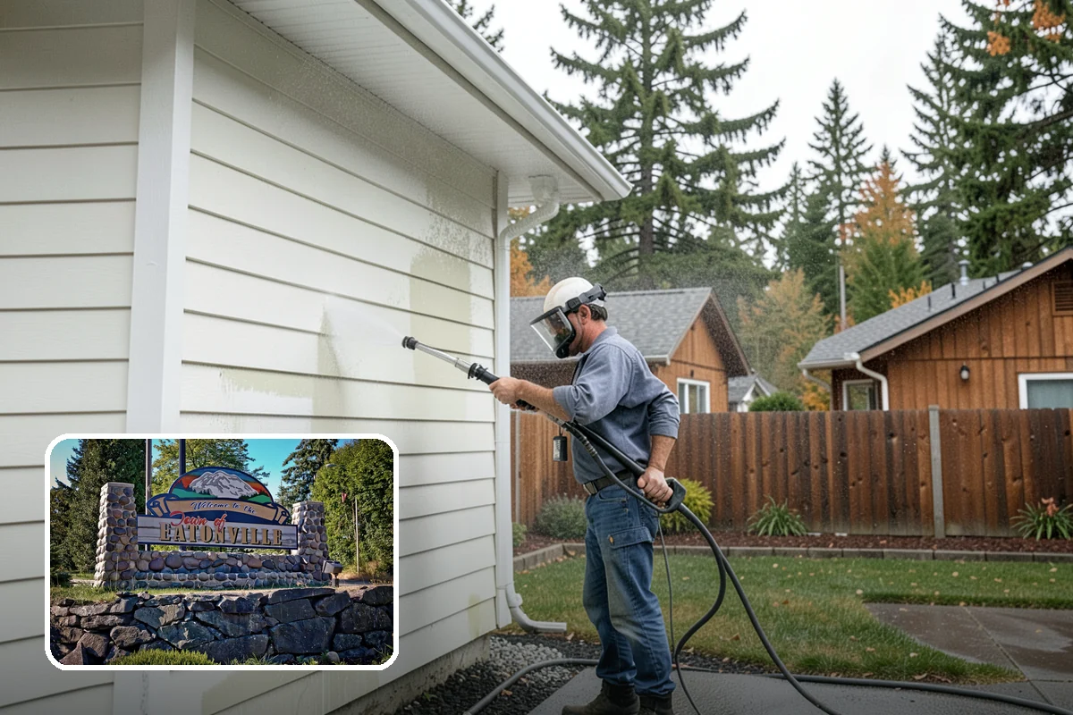 Gutter Overflow Cleanup in Eatonville, Pierce County, WA - Clears the blockage that triggered the overflow