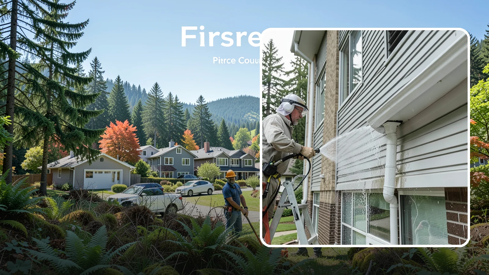 Gutter Overflow Cleanup in Fircrest, Pierce County, WA - Cleanup of the staining and debris left behind after gutters overflow during our heavy rain events.