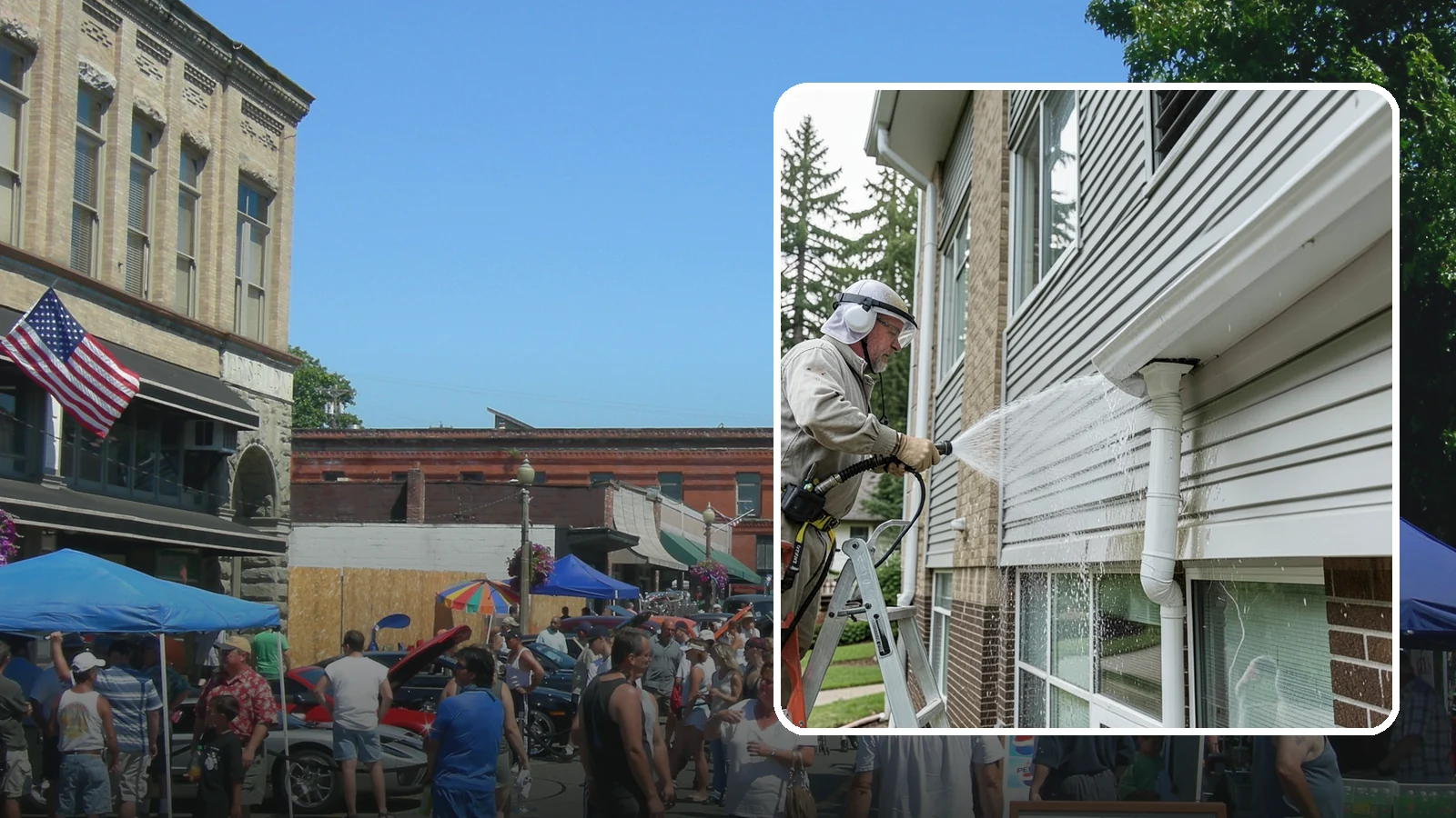 Gutter Overflow Cleanup in Snohomish, Snohomish County, WA - Cleanup of the staining and debris left behind after gutters overflow during our heavy rain events.