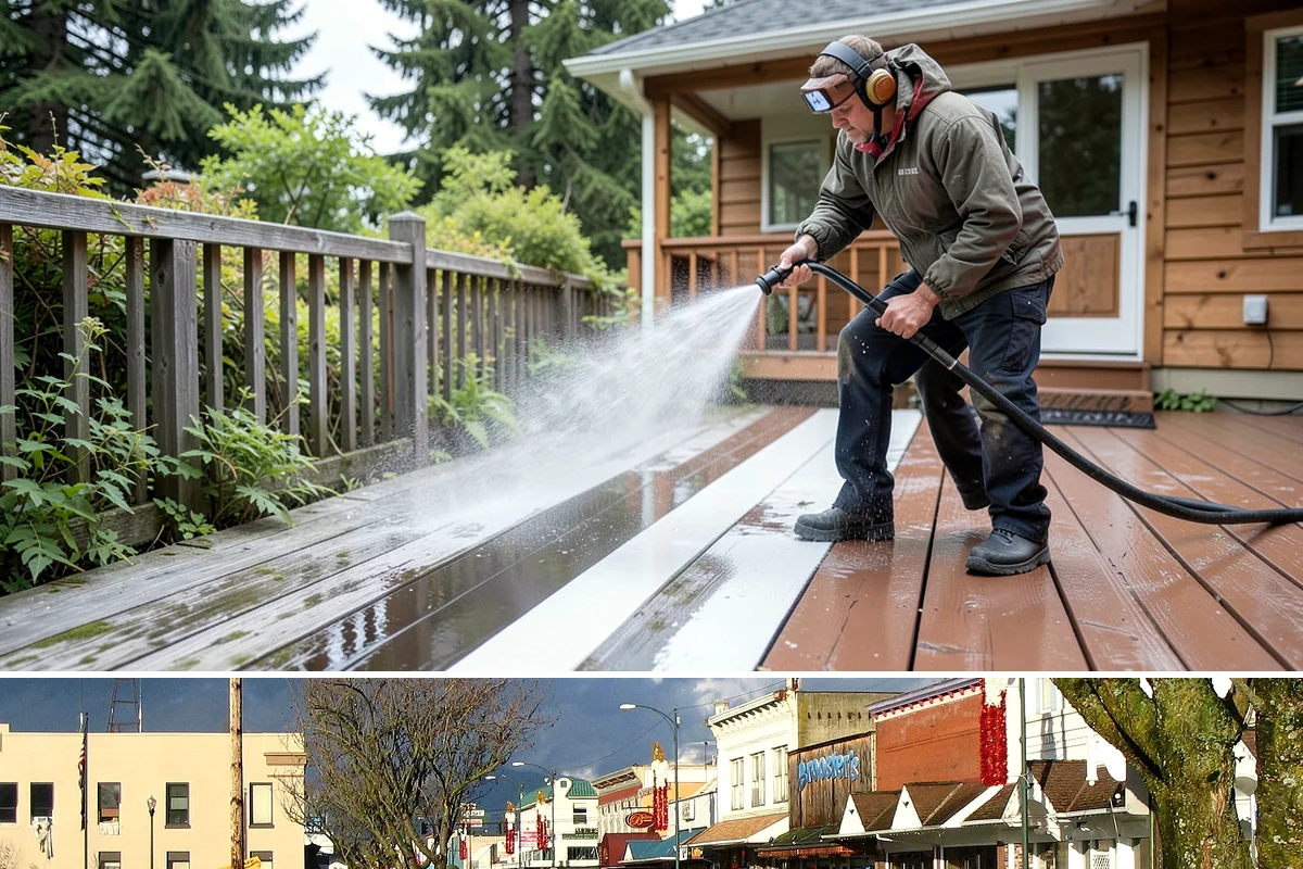 Gutter Streak Removal in Arlington, Snohomish County, WA - Tackle tiger stripes in summer when dry weather lets the cleaner dwell and work fully on the stains.