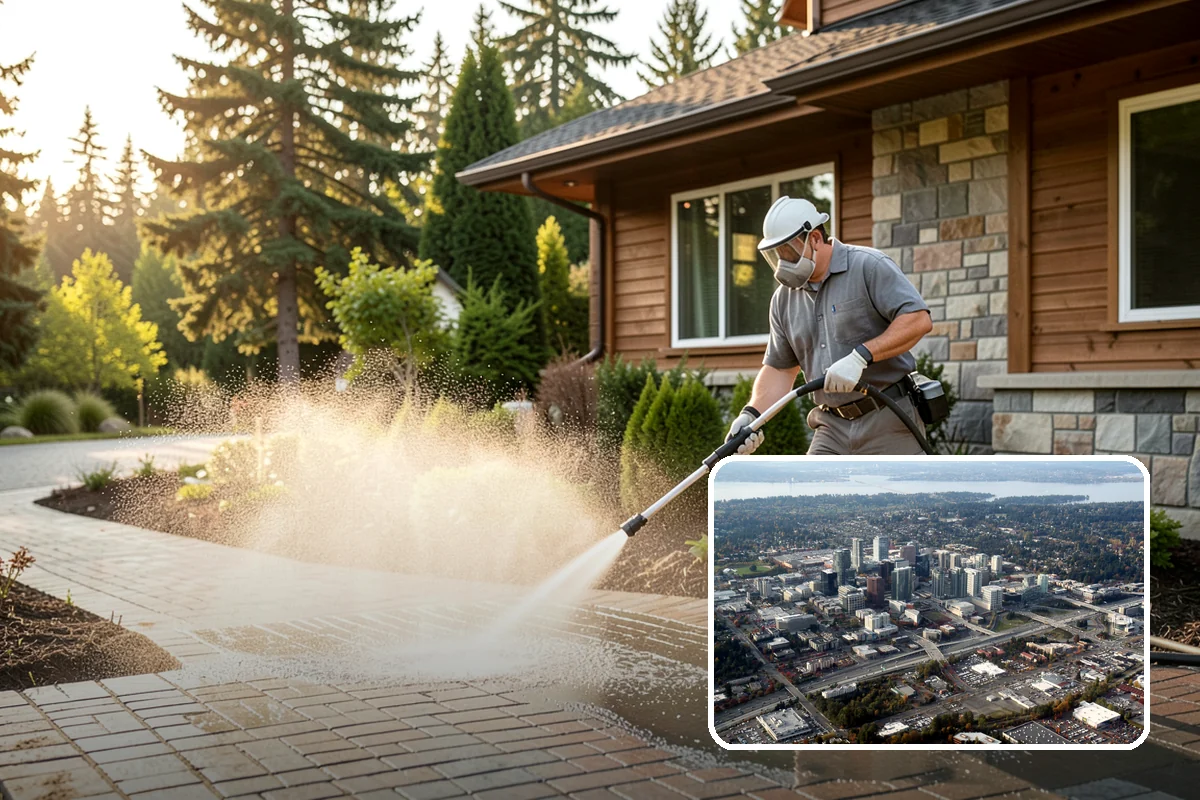 Gutter Streak Removal in Bellevue, King County, WA - Breaks down bonded tiger-stripe staining that washing can't
