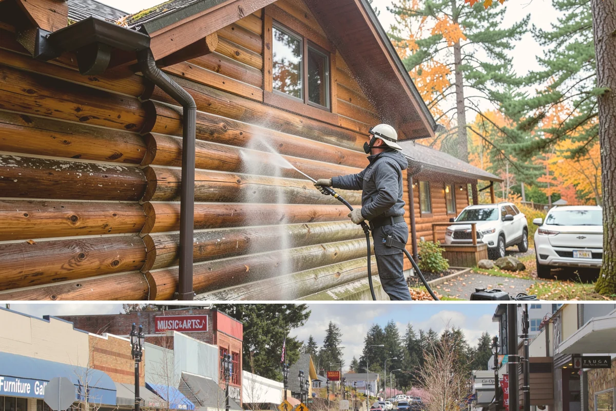 Gutter Streak Removal in Bothell, King County, WA - Tackle tiger stripes in summer when dry weather lets the cleaner dwell and work fully on the stains.