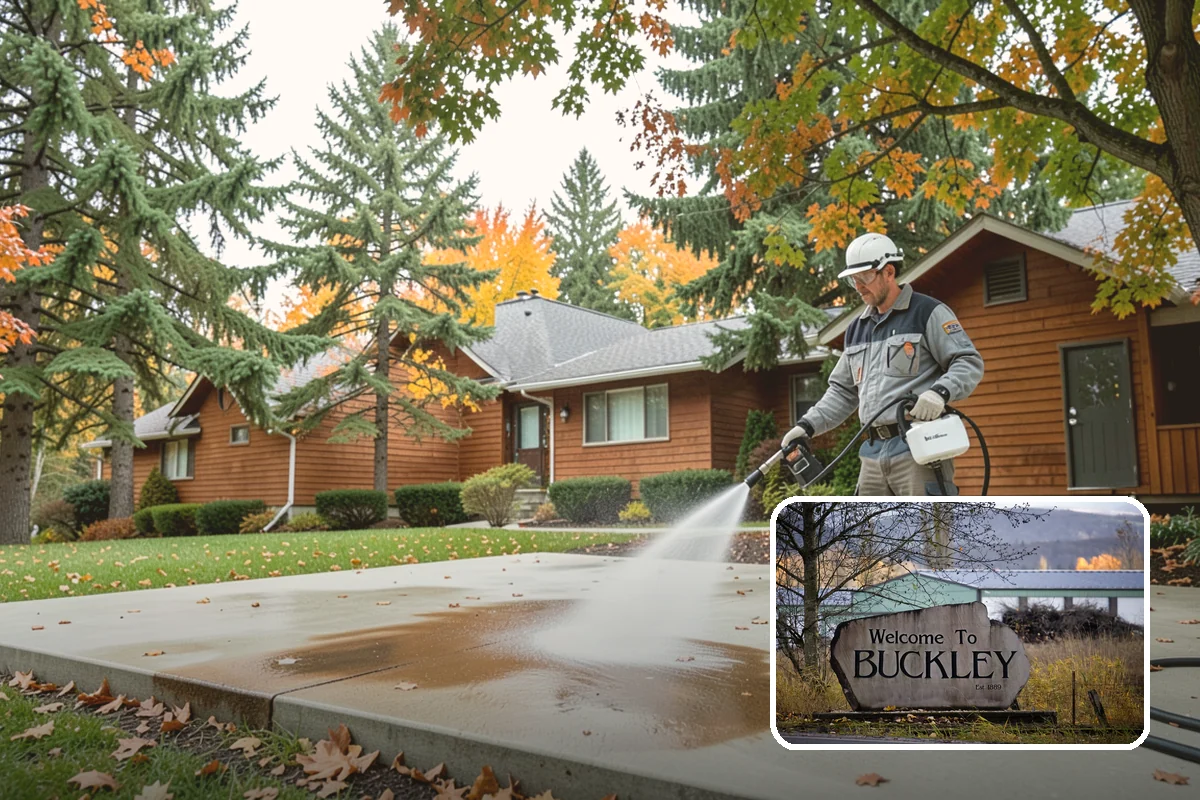 Gutter Streak Removal in Buckley, Pierce County, WA - Breaks down bonded tiger-stripe staining that washing can't
