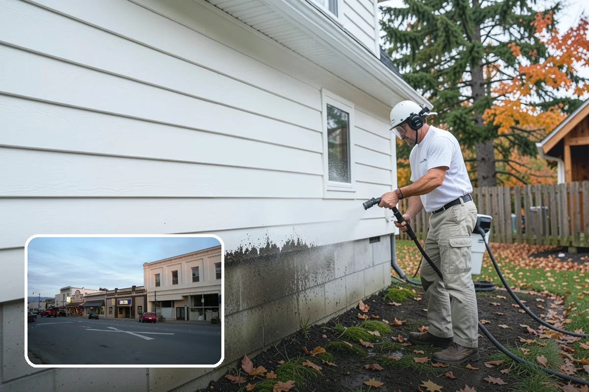Gutter Streak Removal in Burlington, Skagit County, WA - Breaks down bonded tiger-stripe staining that washing can't