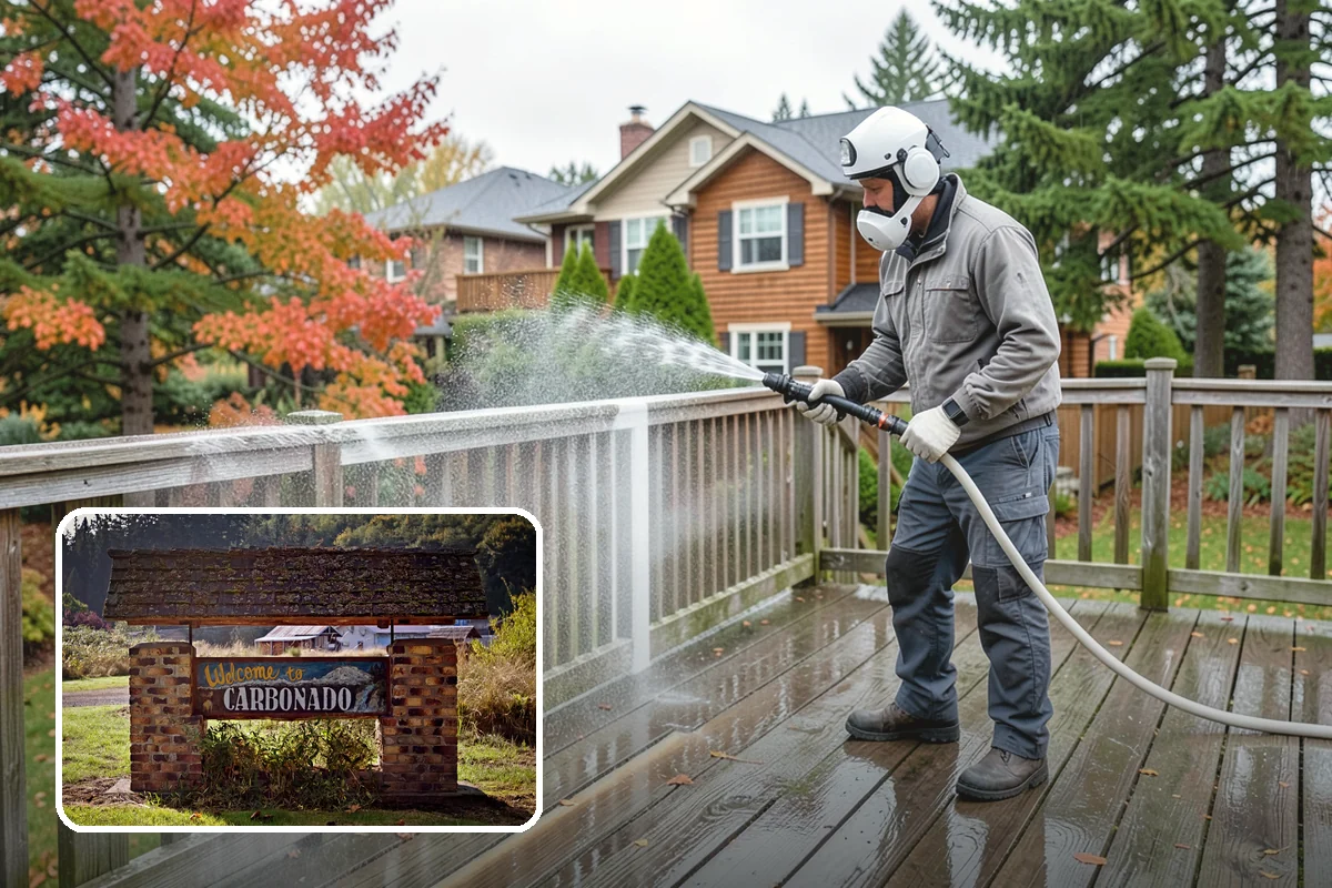 Gutter Streak Removal in Carbonado, Pierce County, WA - Breaks down bonded tiger-stripe staining that washing can't