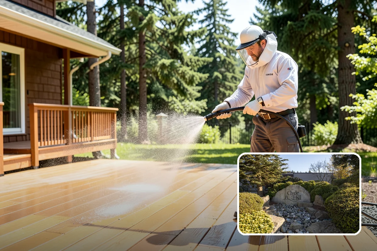 Gutter Streak Removal in Clyde Hill, King County, WA - Breaks down bonded tiger-stripe staining that washing can't
