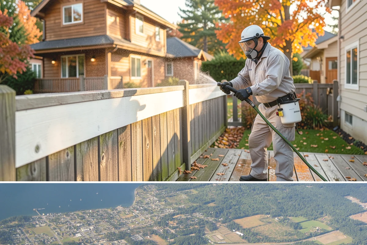 Gutter Streak Removal in Coupeville, Island County, WA - Tackle tiger stripes in summer when dry weather lets the cleaner dwell and work fully on the stains.