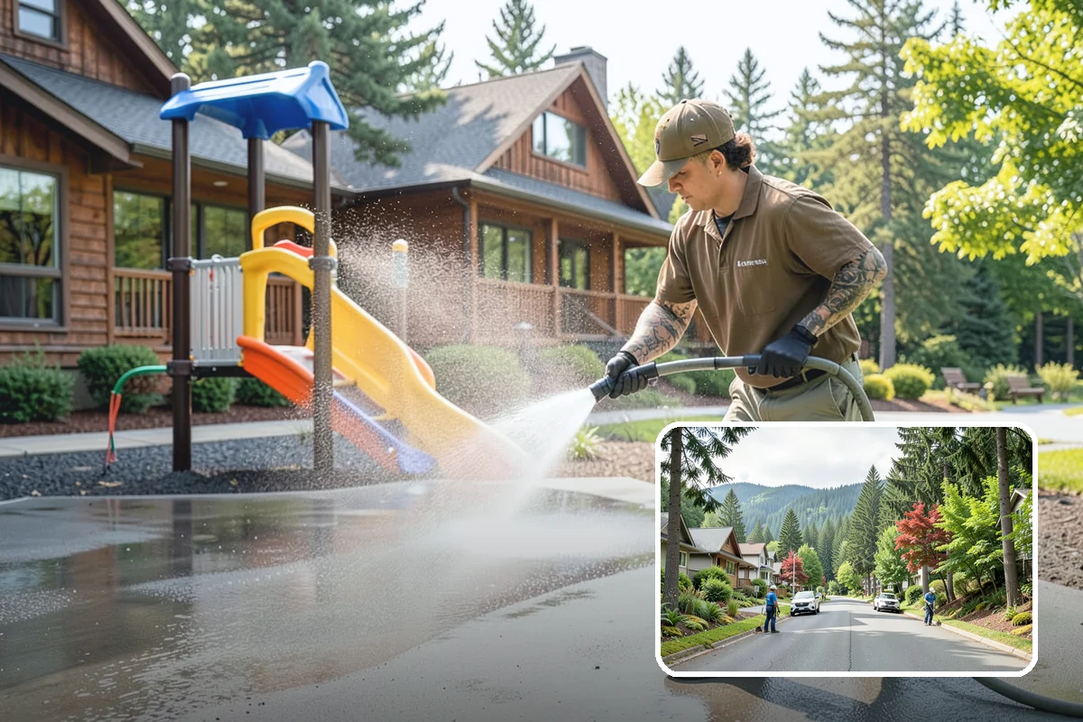 Gutter Streak Removal in Darrington, Snohomish County, WA - Breaks down bonded tiger-stripe staining that washing can't