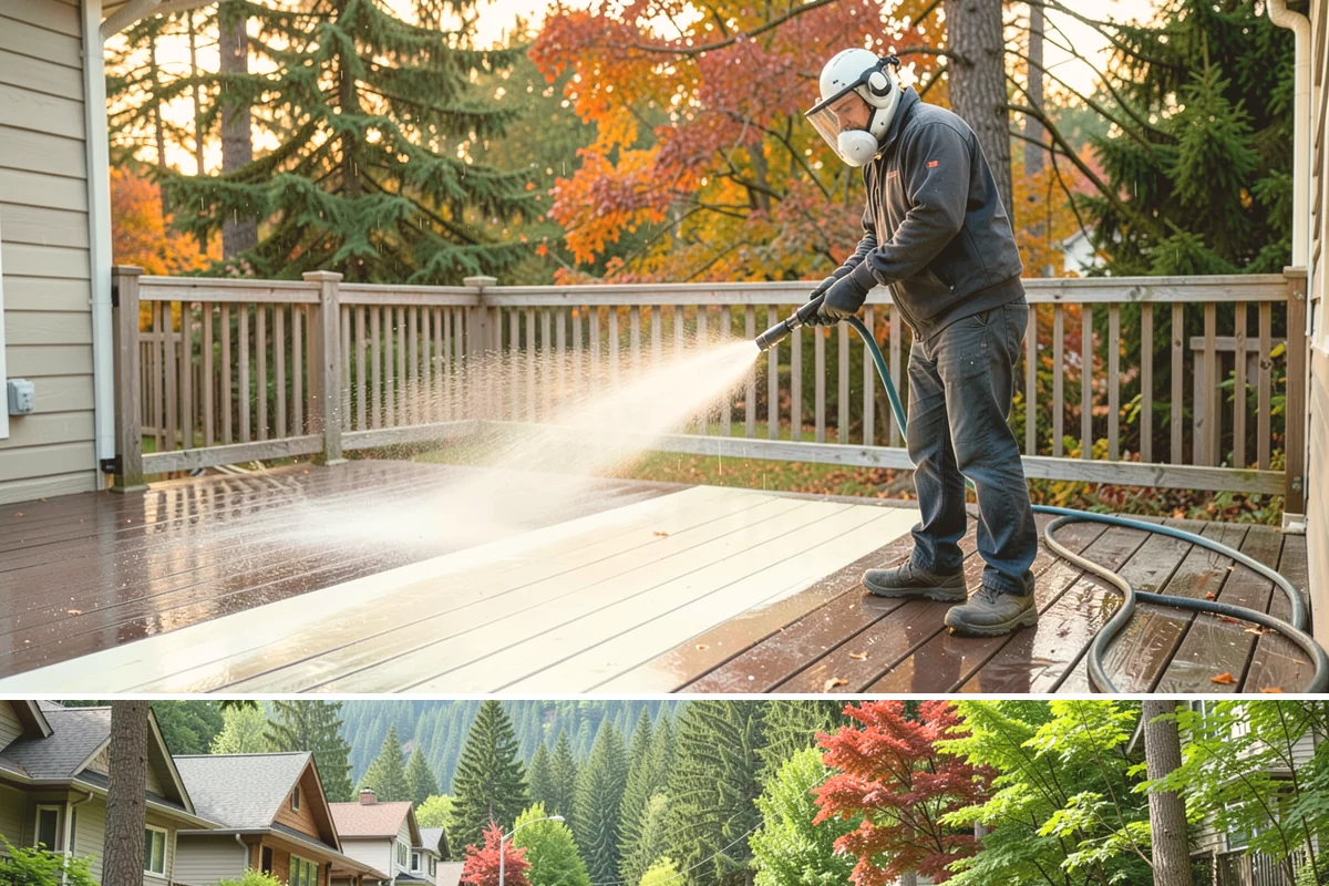 Gutter Streak Removal in Darrington, Snohomish County, WA - Tackle tiger stripes in summer when dry weather lets the cleaner dwell and work fully on the stains.