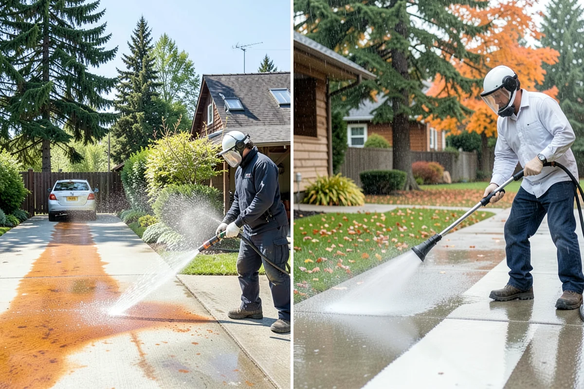 Gutter Streak Removal in Enumclaw, King County, WA - Assess the severity and pattern of the striping