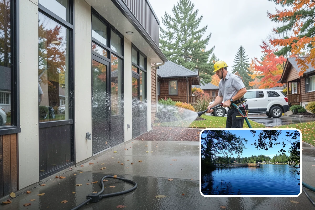 Gutter Streak Removal in Federal Way, King County, WA - Breaks down bonded tiger-stripe staining that washing can't
