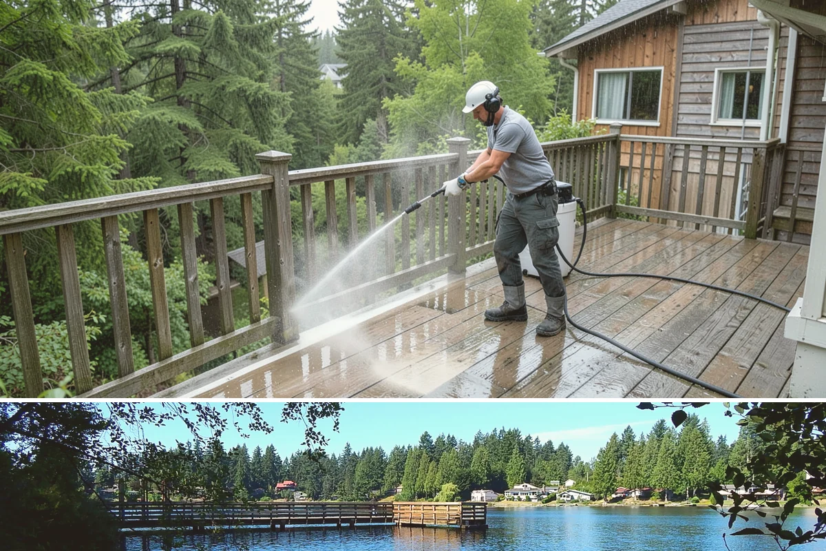 Gutter Streak Removal in Federal Way, King County, WA - Tackle tiger stripes in summer when dry weather lets the cleaner dwell and work fully on the stains.