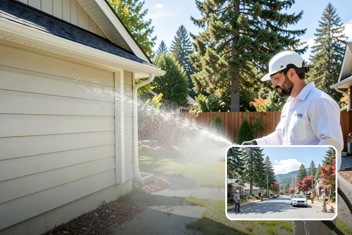 Gutter Streak Removal in Hunts Point, King County, WA - Breaks down bonded tiger-stripe staining that washing can't