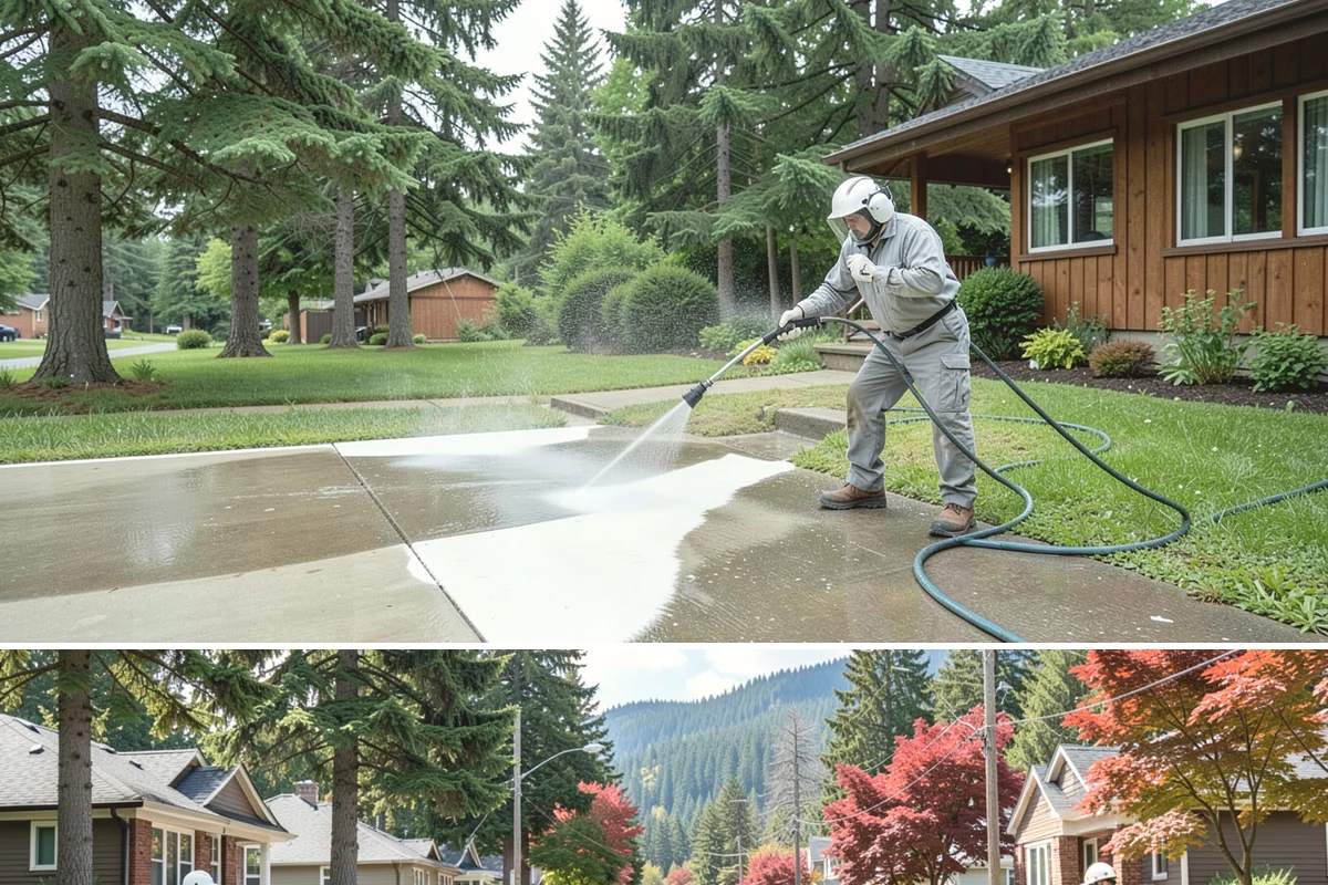 Gutter Streak Removal in Hunts Point, King County, WA - Tackle tiger stripes in summer when dry weather lets the cleaner dwell and work fully on the stains.