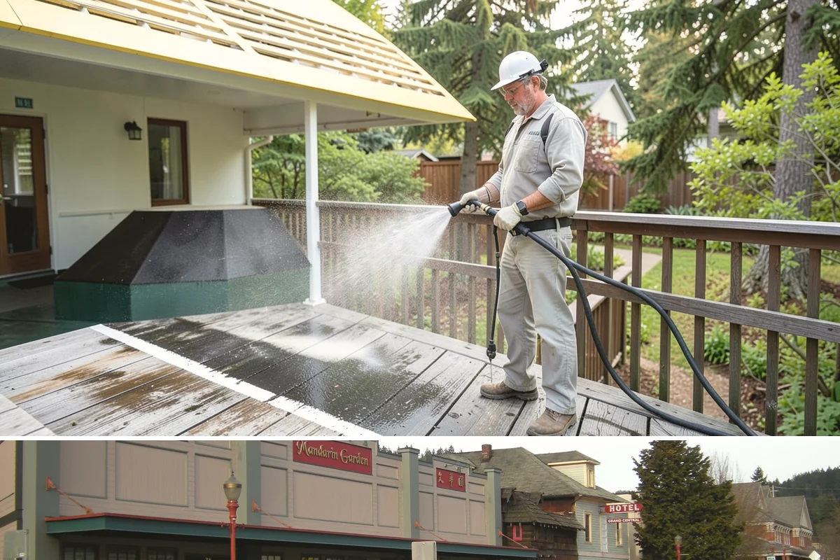 Gutter Streak Removal in Issaquah, King County, WA - Tackle tiger stripes in summer when dry weather lets the cleaner dwell and work fully on the stains.