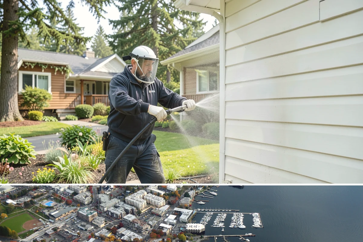 Gutter Streak Removal in Kirkland, King County, WA - Tackle tiger stripes in summer when dry weather lets the cleaner dwell and work fully on the stains.