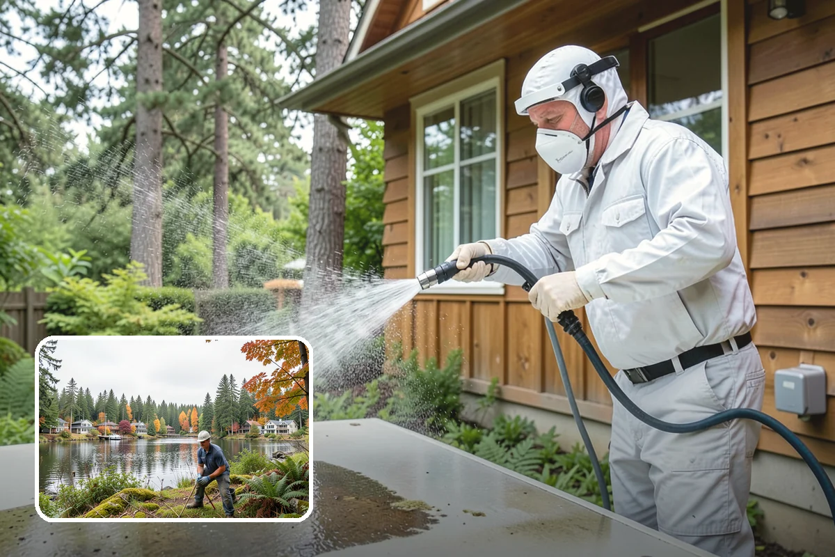 Gutter Streak Removal in La Conner, Skagit County, WA - Breaks down bonded tiger-stripe staining that washing can't