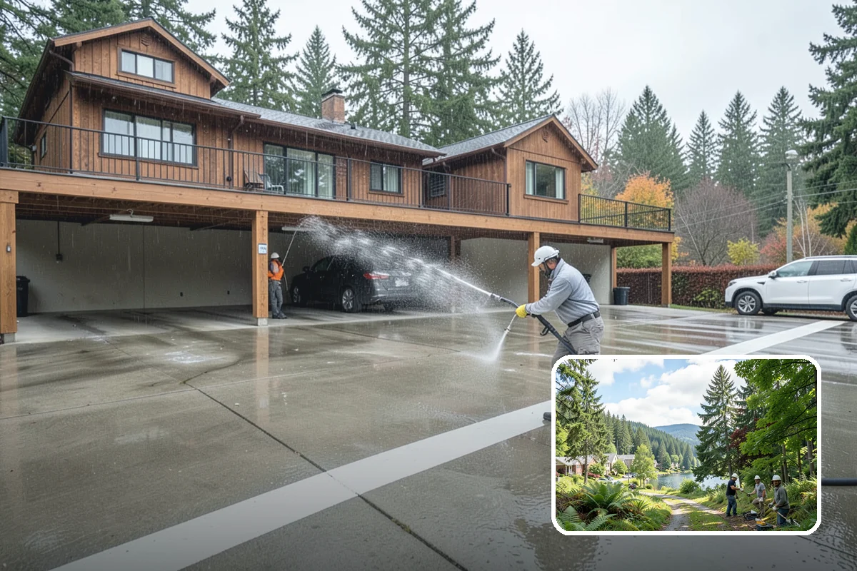 Gutter Streak Removal in Lake Forest Park, King County, WA - Breaks down bonded tiger-stripe staining that washing can't