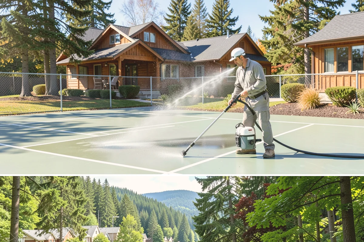 Gutter Streak Removal in Lake Forest Park, King County, WA - Tackle tiger stripes in summer when dry weather lets the cleaner dwell and work fully on the stains.