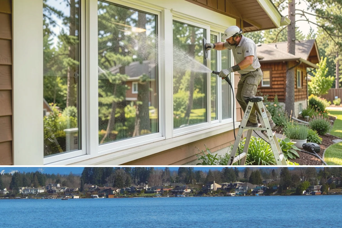 Gutter Streak Removal in Lake Stevens, Snohomish County, WA - Tackle tiger stripes in summer when dry weather lets the cleaner dwell and work fully on the stains.
