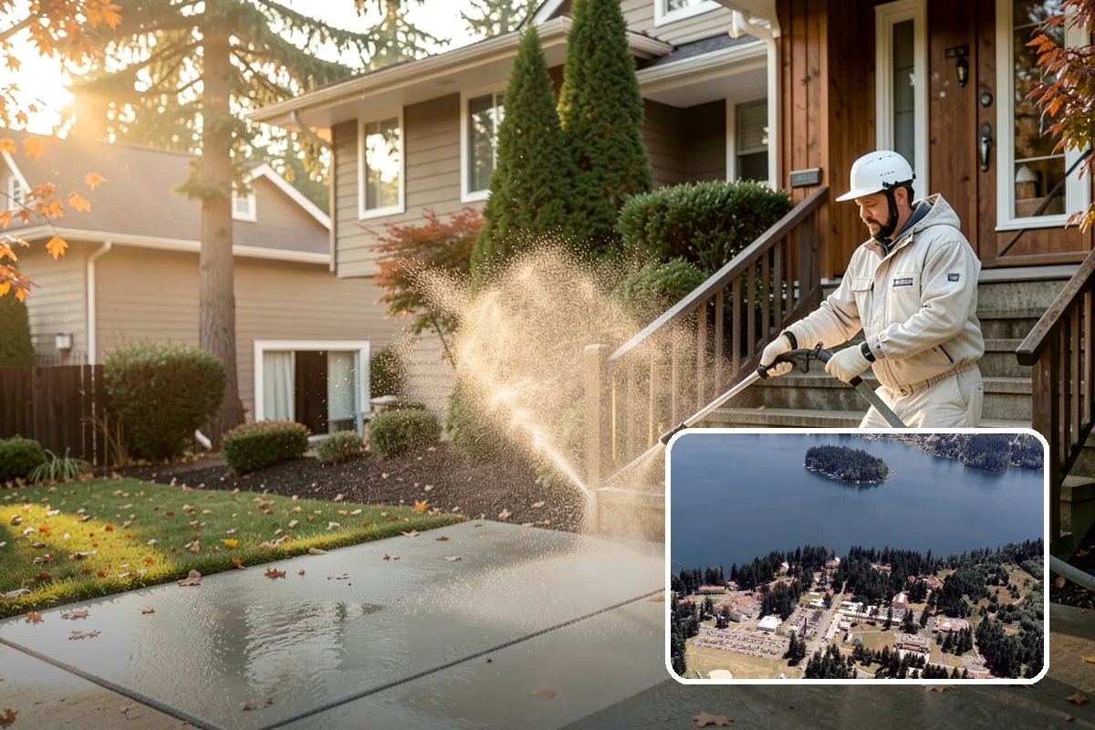 Gutter Streak Removal in Lakewood, Pierce County, WA - Breaks down bonded tiger-stripe staining that washing can't
