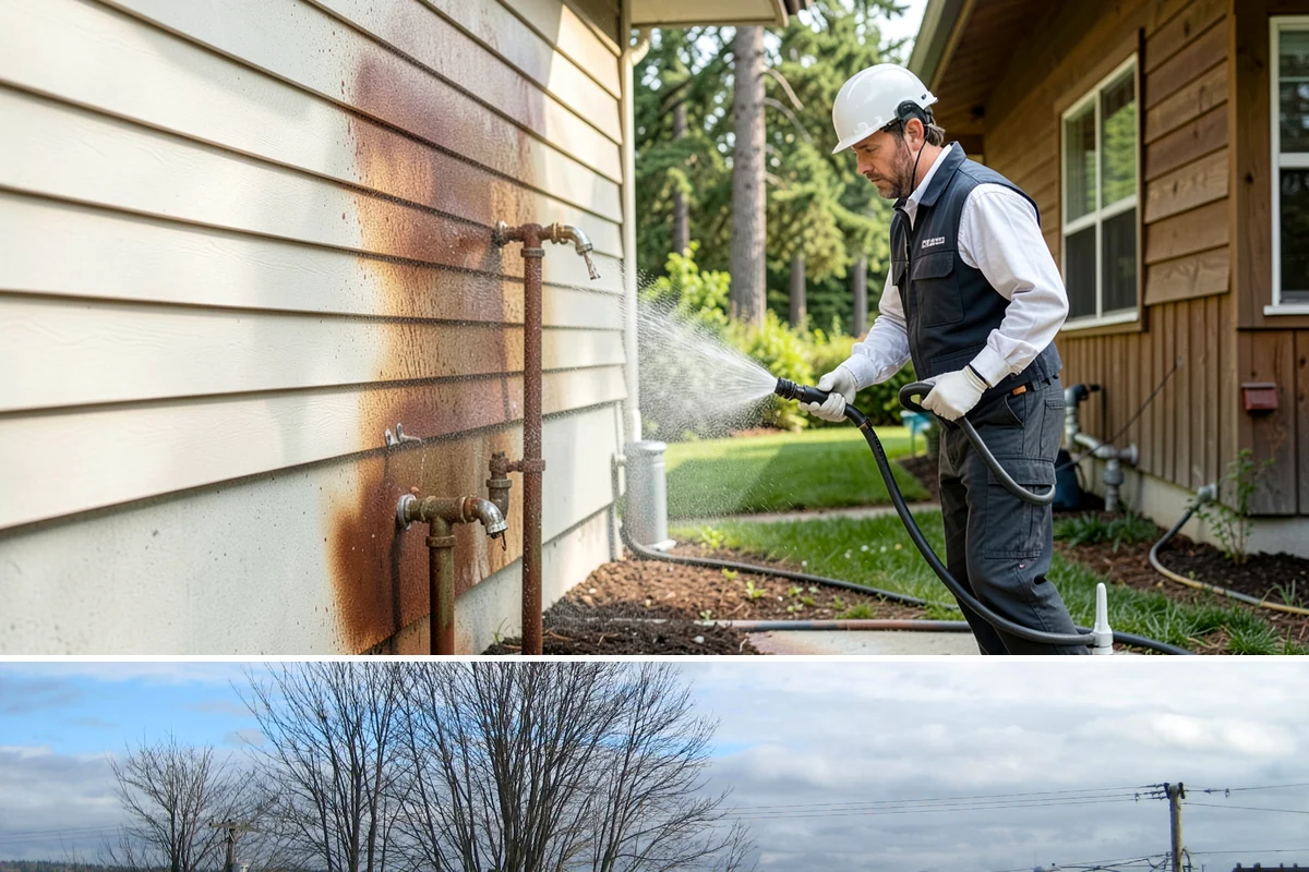 Gutter Streak Removal in Langley, Island County, WA - Tackle tiger stripes in summer when dry weather lets the cleaner dwell and work fully on the stains.