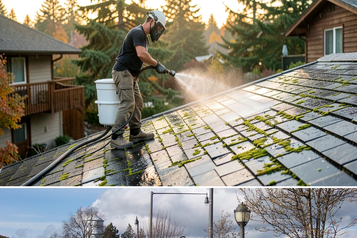 Gutter Streak Removal in Marysville, Snohomish County, WA - Tackle tiger stripes in summer when dry weather lets the cleaner dwell and work fully on the stains.
