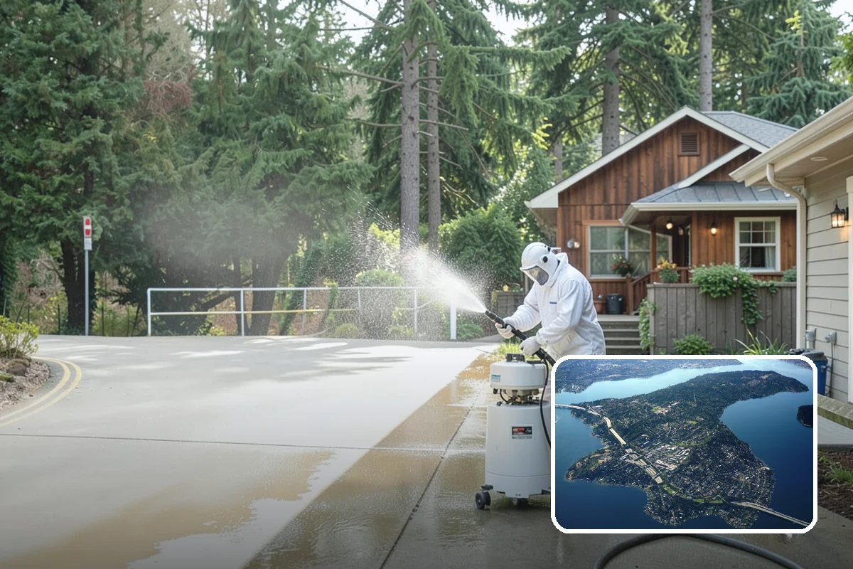 Gutter Streak Removal in Mercer Island, King County, WA - Breaks down bonded tiger-stripe staining that washing can't