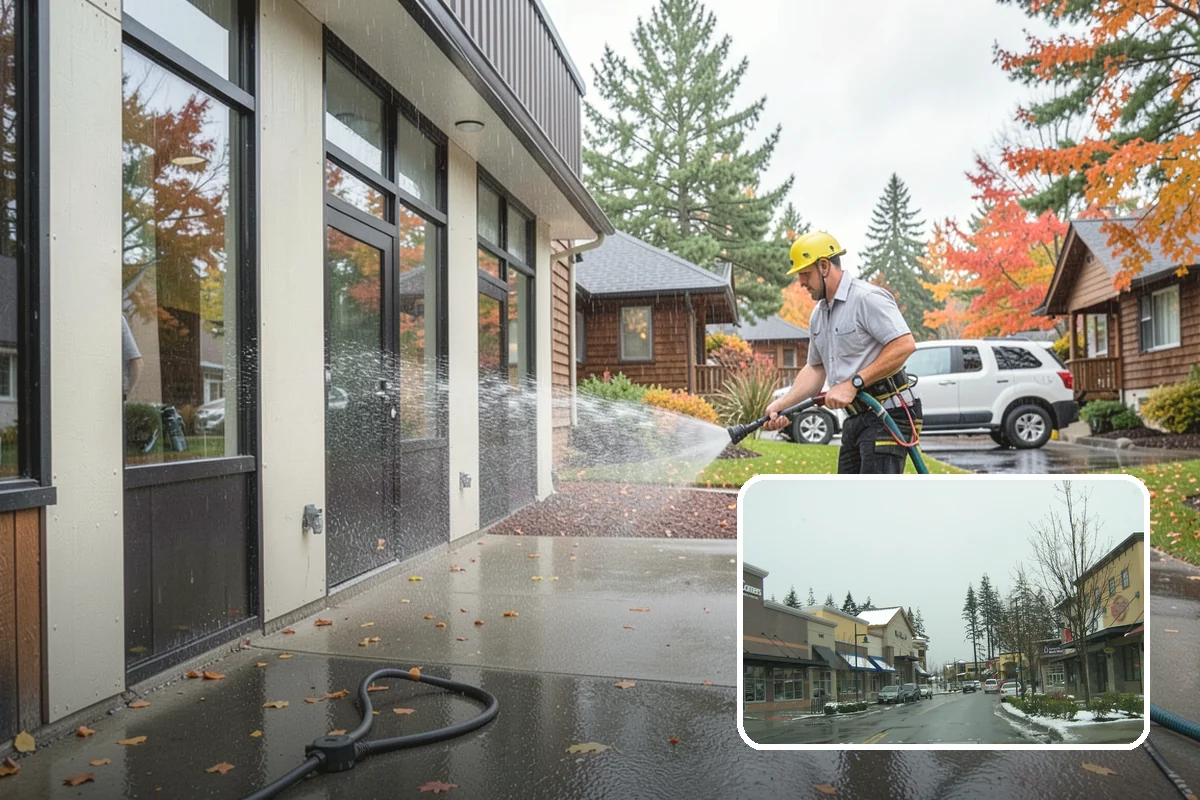 Gutter Streak Removal in Mill Creek, Snohomish County, WA - Breaks down bonded tiger-stripe staining that washing can't