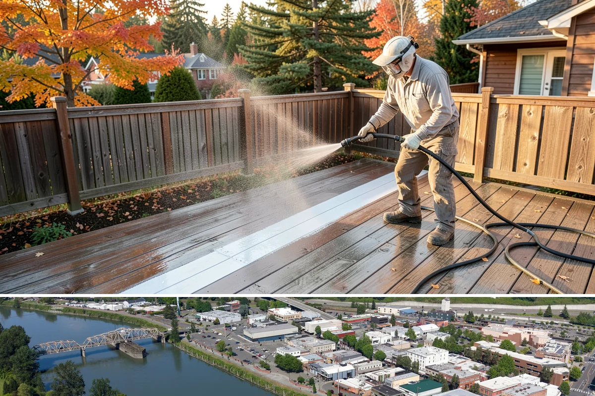 Gutter Streak Removal in Mount Vernon, Skagit County, WA - Tackle tiger stripes in summer when dry weather lets the cleaner dwell and work fully on the stains.